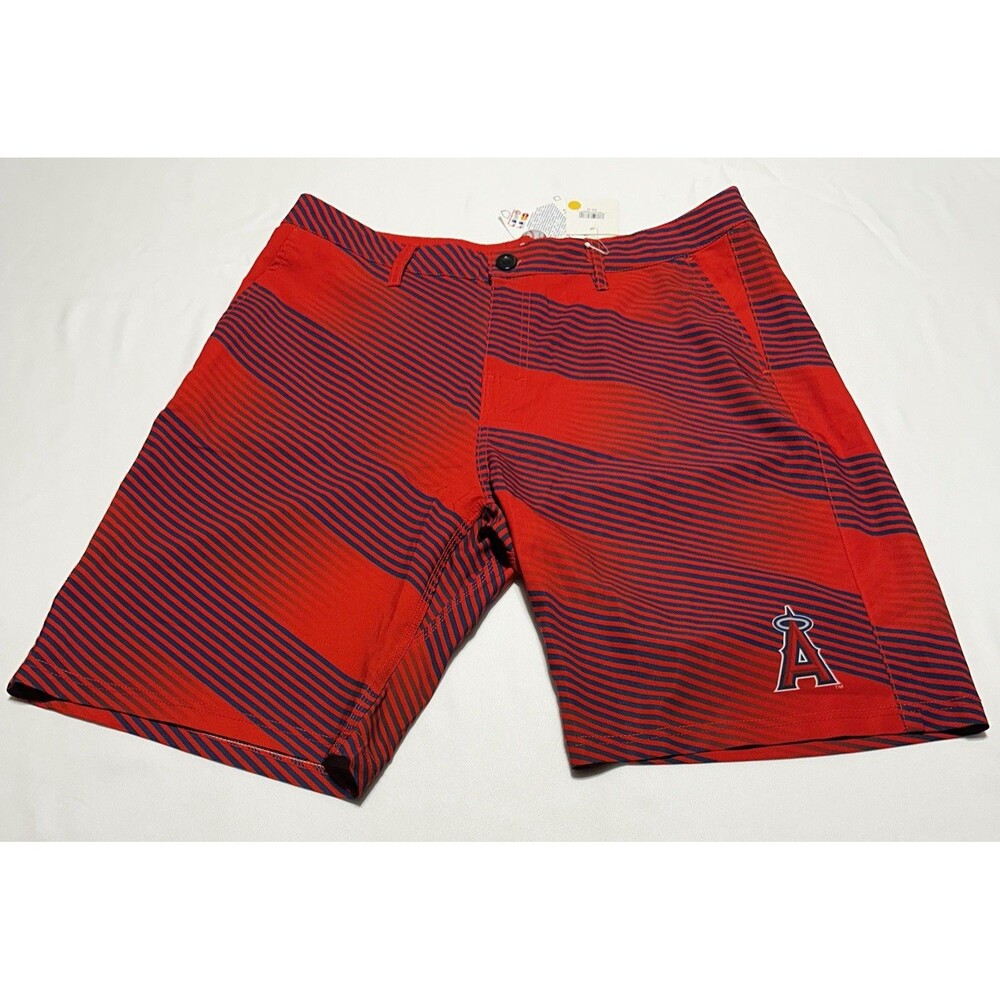 Los Angeles Angels Shorts Mens 36 Red Navy Striped MLB Genuine Merchandise NWT